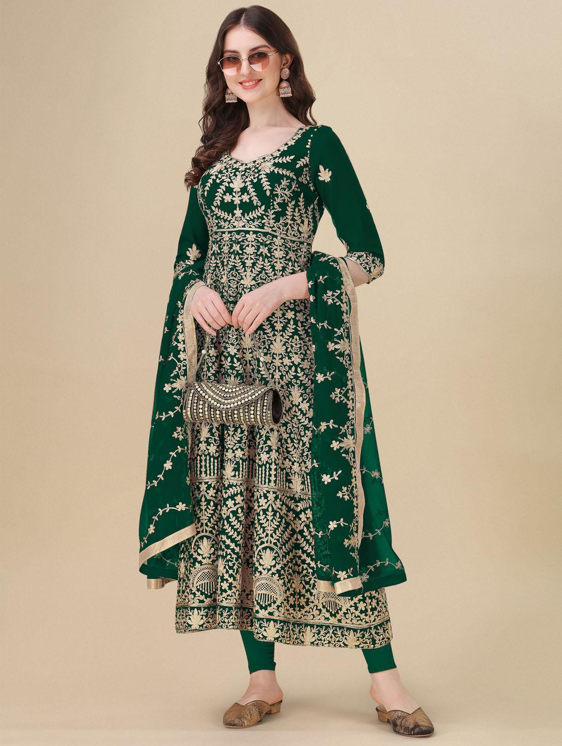 green angrakha semi-stitched suit - 21102493 - Standard Image - 2