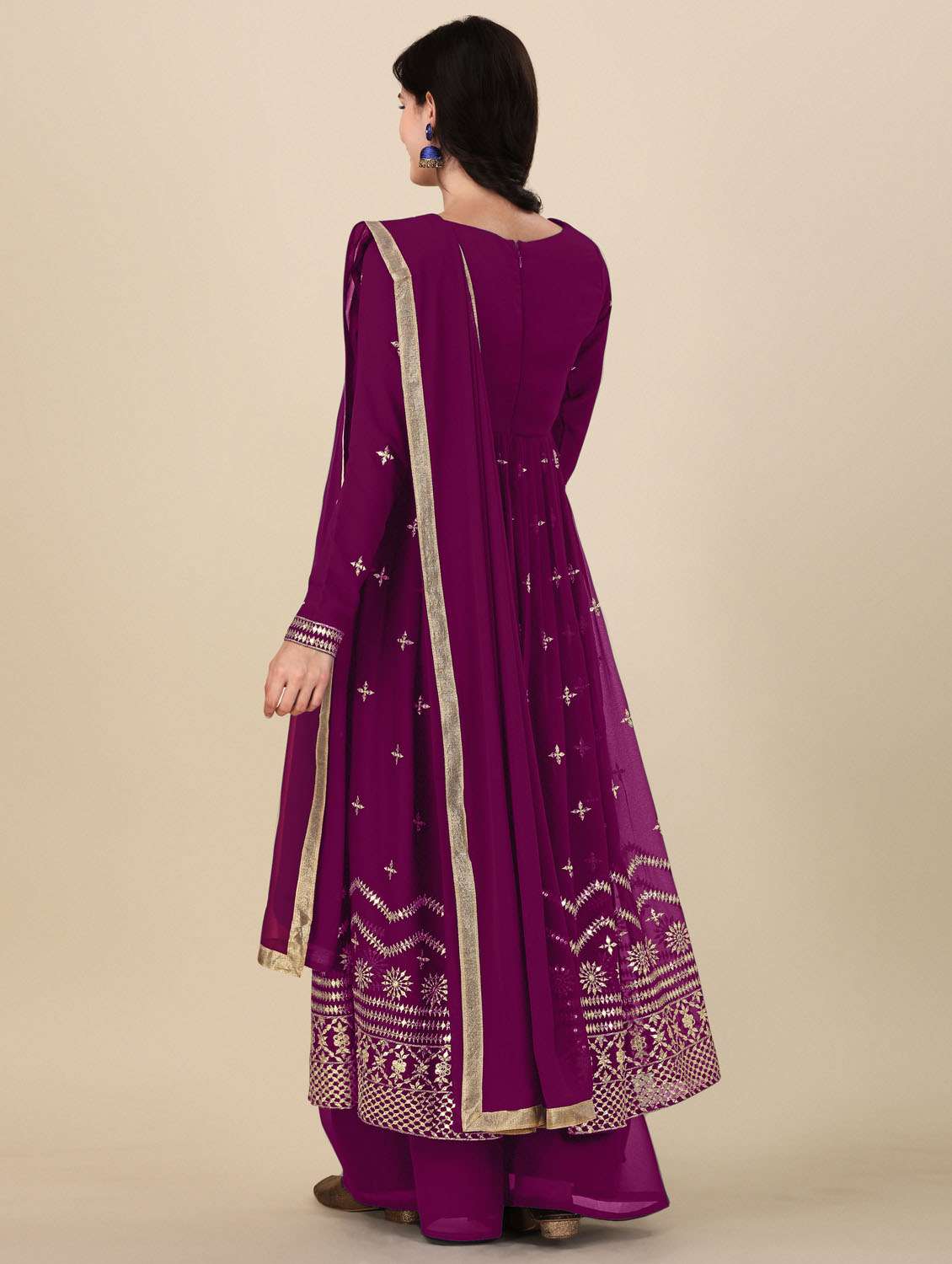 purple anarkali  semi-stitched suit - 21102505 -  Standard Image - 2