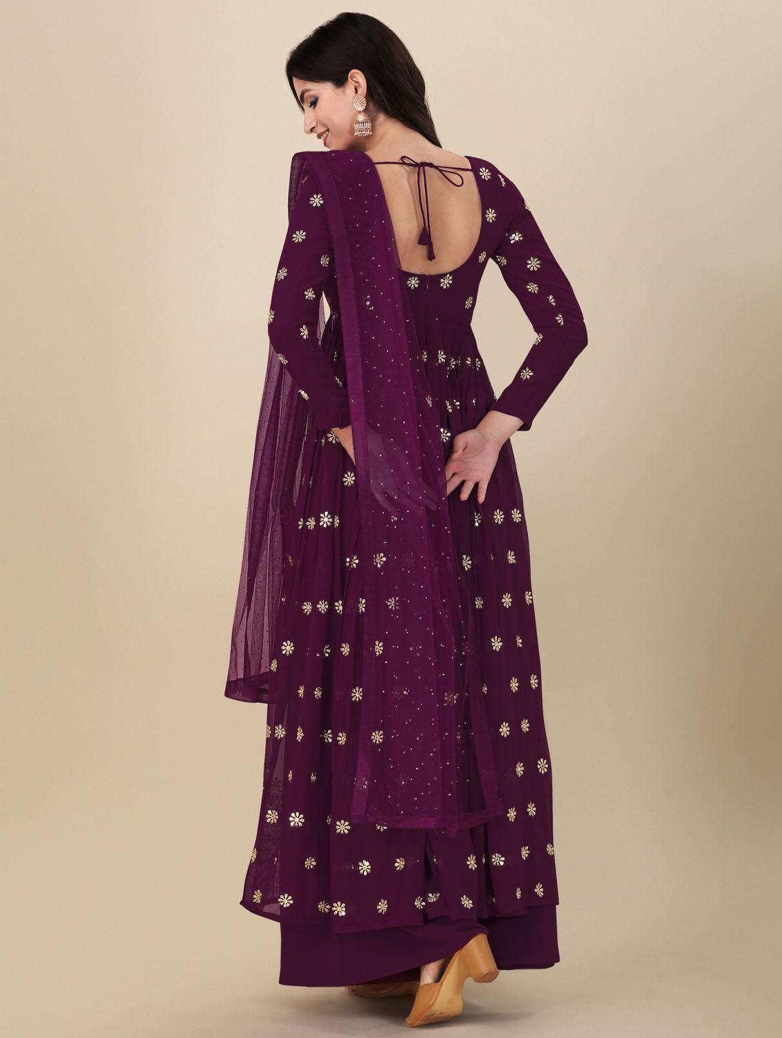 purple angrakha semi-stitched suit - 21102511 - Standard Image - 2