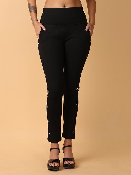 women black cotton jeggings - 21102693 -  Standard Image - 0