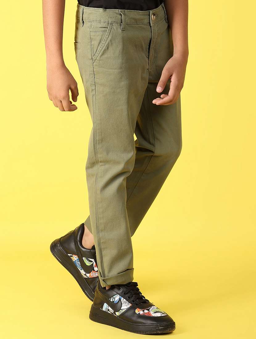 women olive cotton casual chinos - 21102838 -  Standard Image - 2