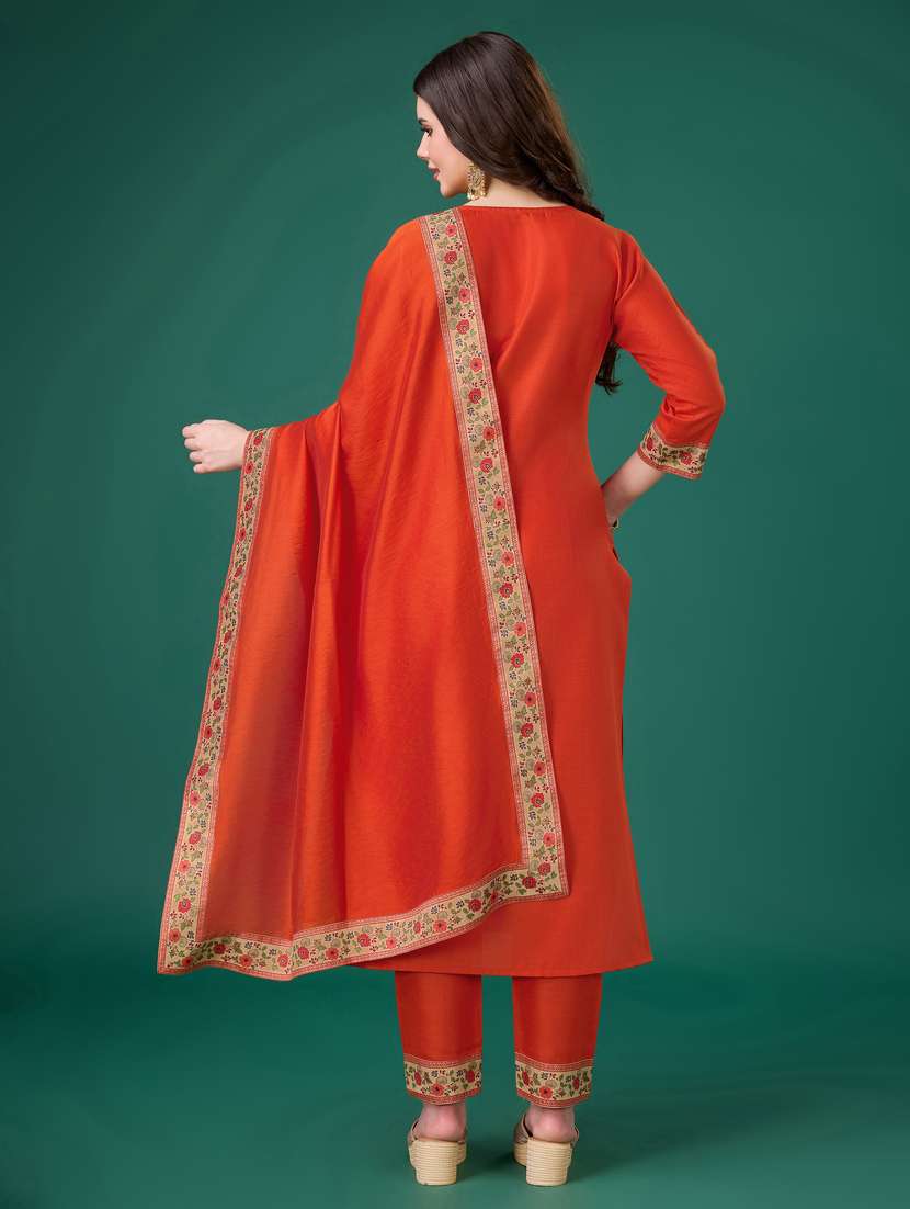 women three quarter sleeve kurta pant with dupatta set - 21102909 - Standard Image - 2