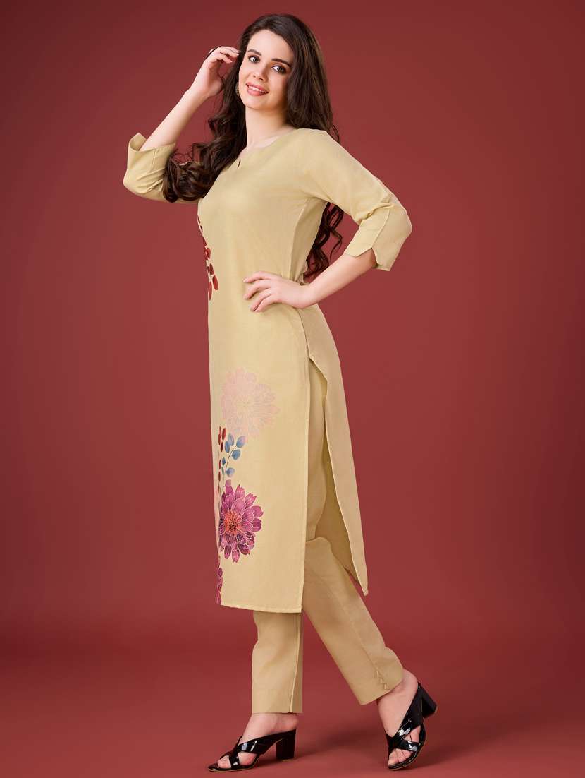 women placement print notch neck kurta pant set - 21102920 -  Standard Image - 2