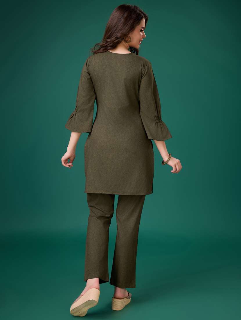 women neck embroidered co-ord set - 21102928 - Standard Image - 2