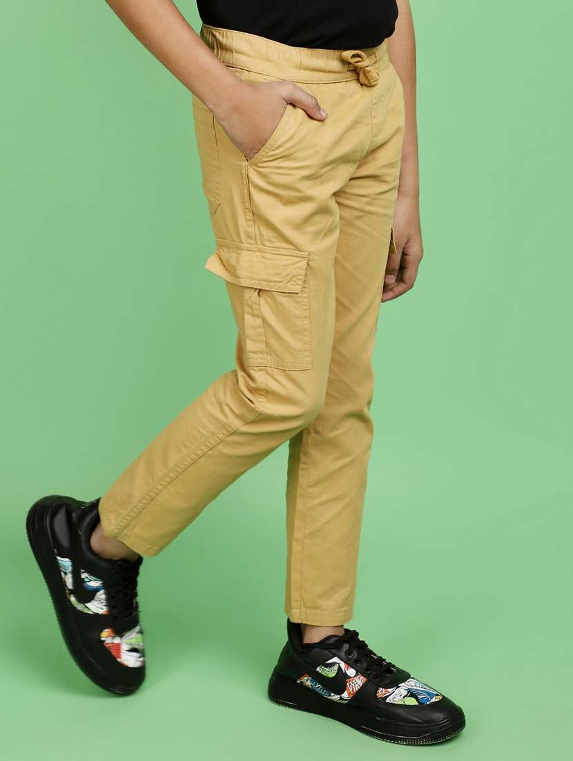 boys regular fit solid casual cargo - 21103203 -  Standard Image - 2