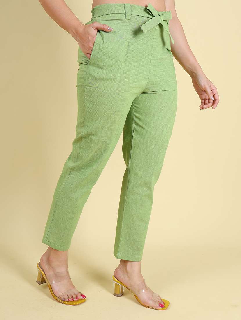 women solid cotton cigarette pant - 21103290 -  Standard Image - 2