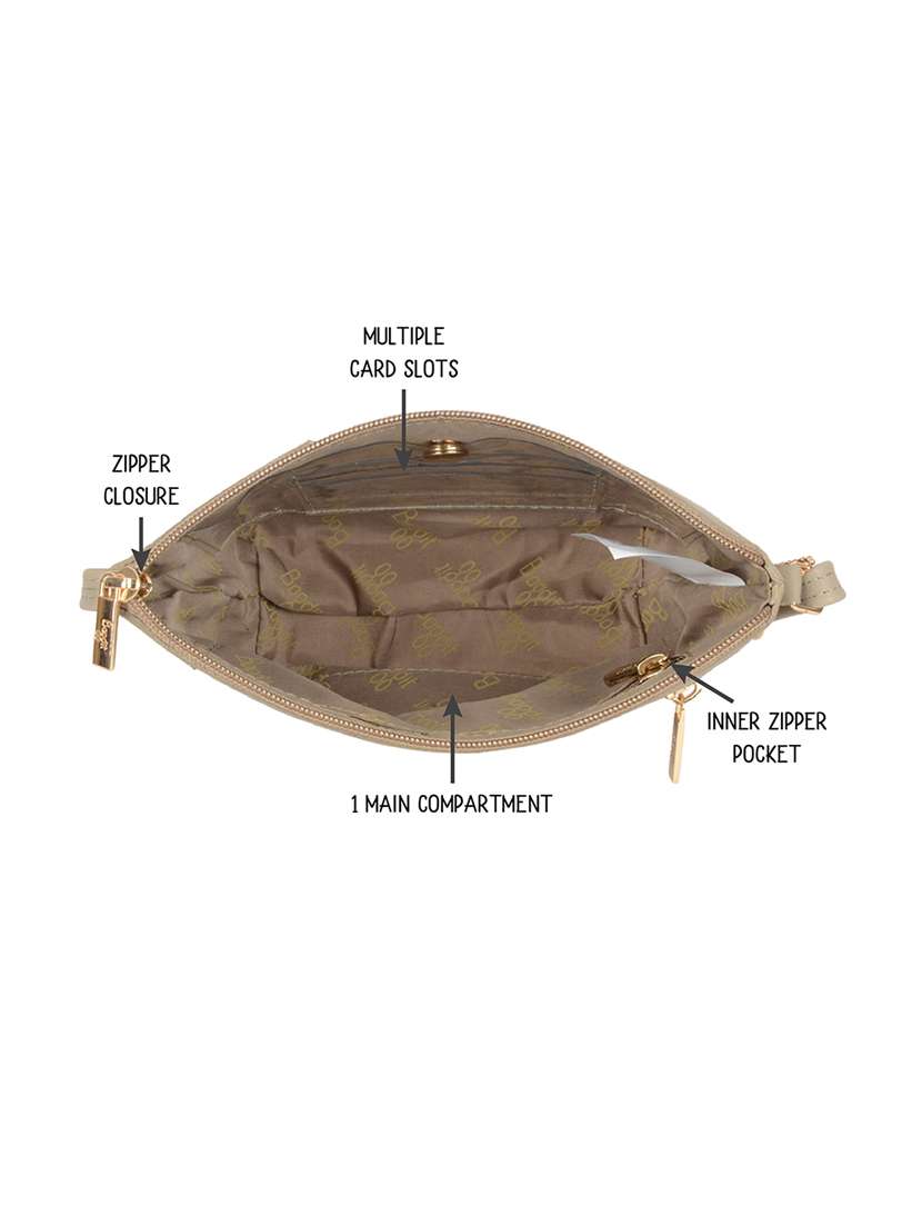 solid beige sling bag - 21103310 -  Standard Image - 2