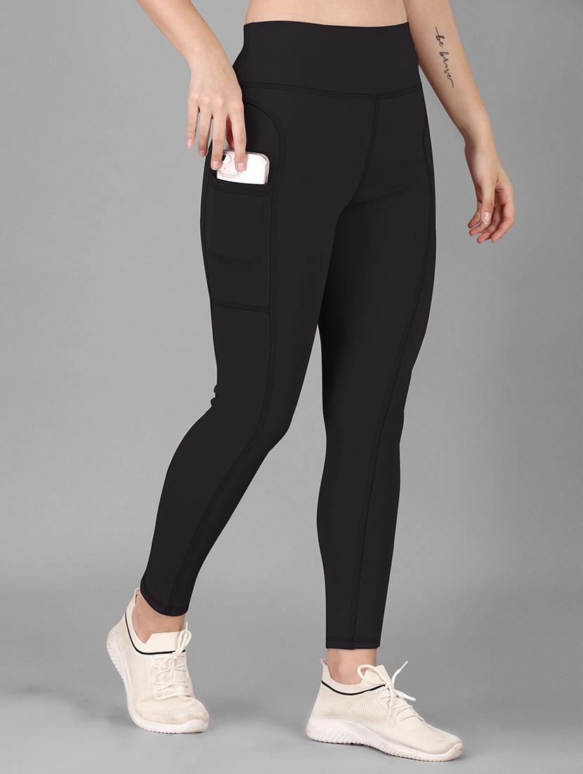 women solid high rise yoga pants - 21103382 - Zoom Image - 0