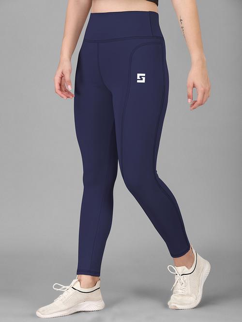 women solid high rise yoga pants - 21103383 - Standard Image - 0