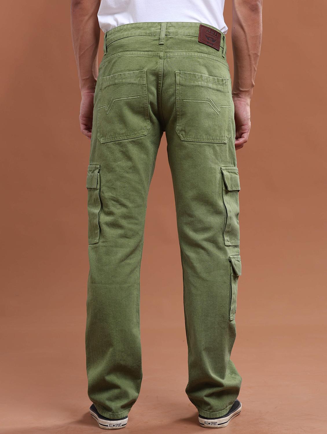 men mid rise plain cargo jeans - 21104052 - Standard Image - 2