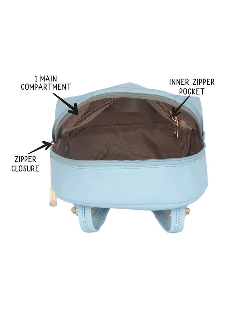 solid light blue detailed backpack - 21104081 -  Standard Image - 2