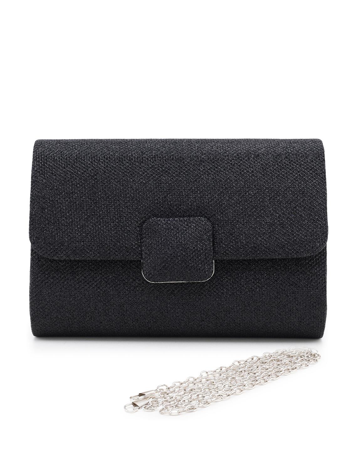 solid black leather regular clutch - 21104085 -  Zoom Image - 0