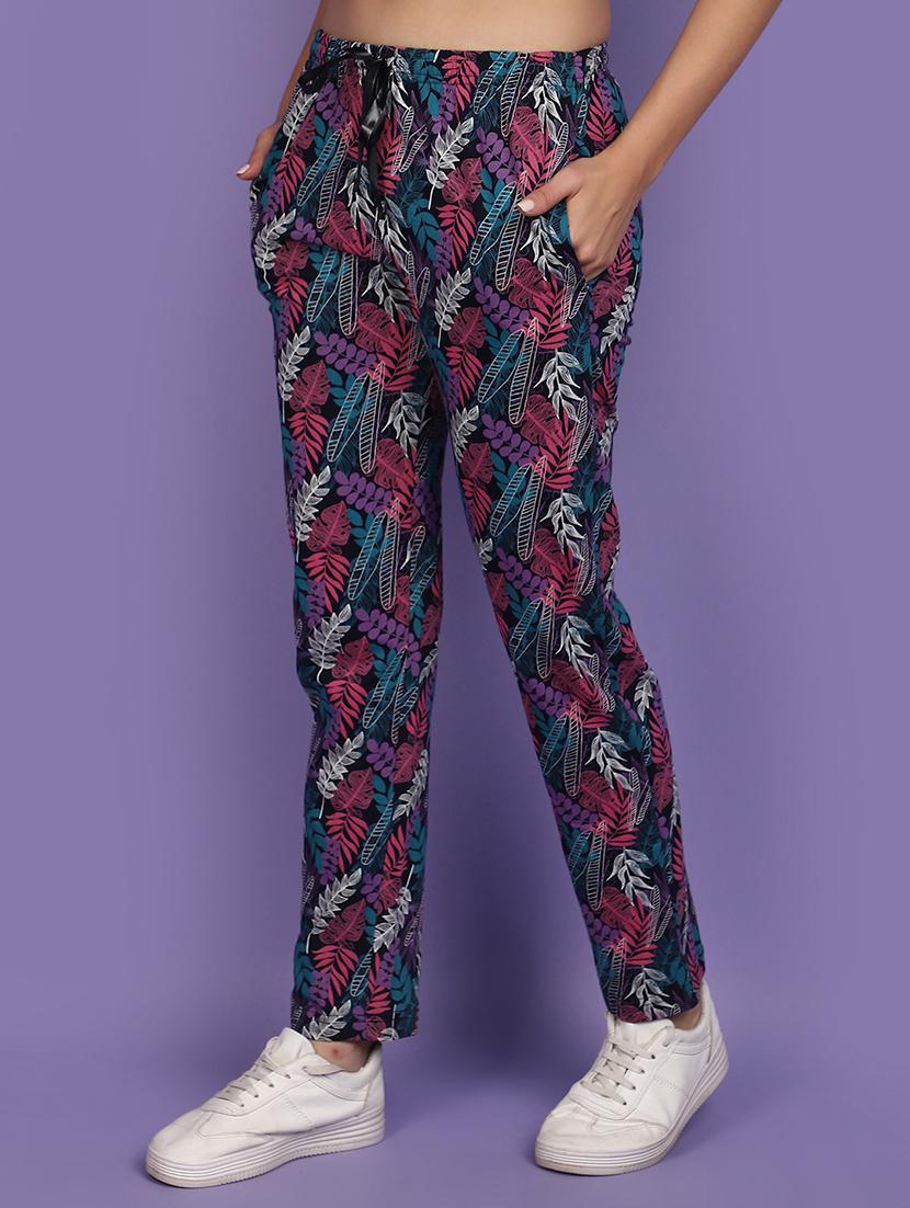 women printed mid rise track pant - 21104183 - Standard Image - 2