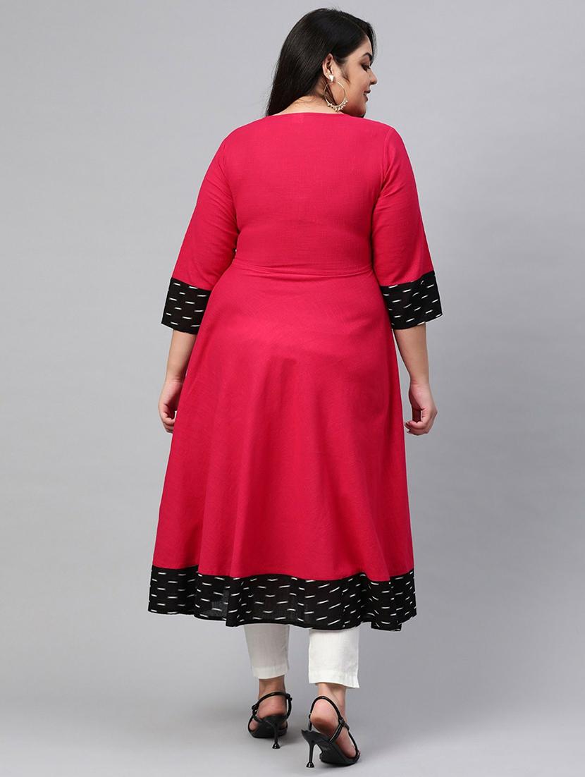 women three quarter sleeves a-line kurta - 21104240 - Standard Image - 2