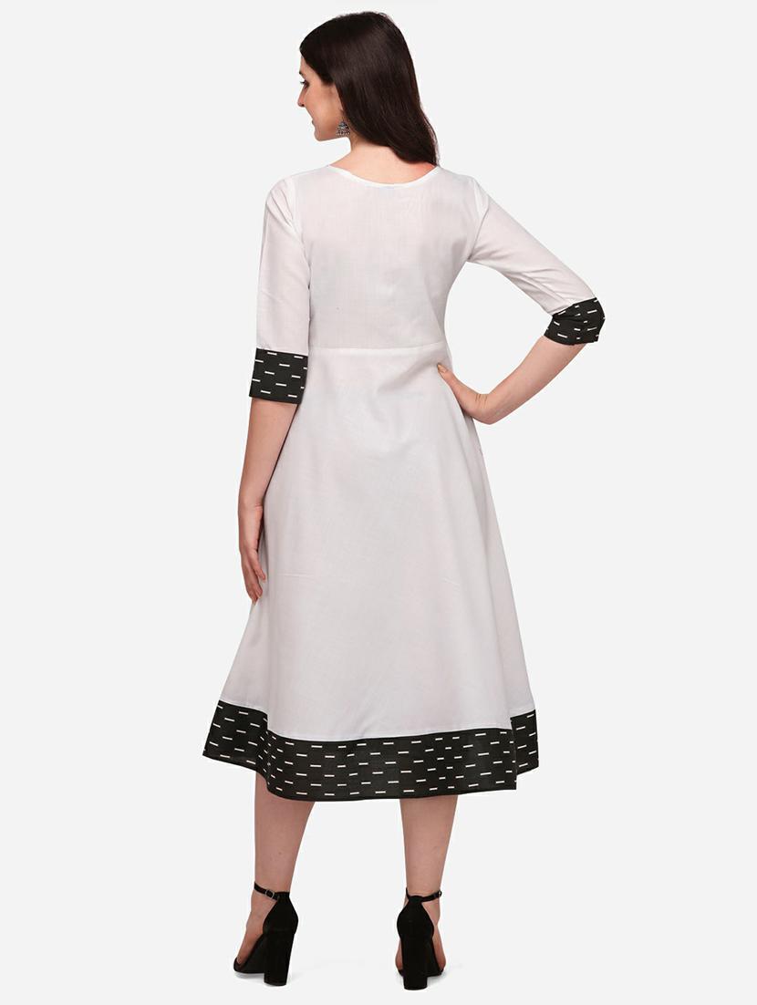 white printed detailed dress - 21104242 - Standard Image - 2