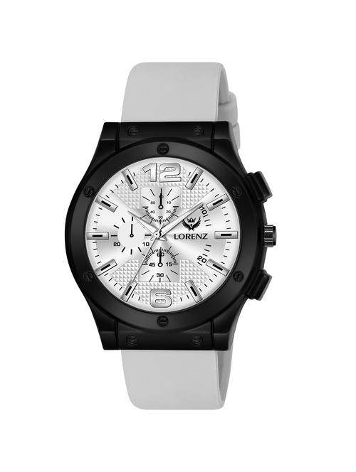 lorenz black dial analog watch with black silicone buckle lock strap | watch for men | mk-4090r - 21104260 -  Standard Image - 0