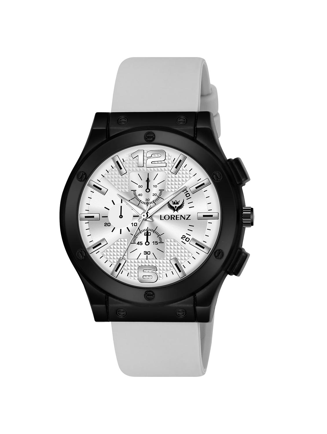 lorenz black dial analog watch with black silicone buckle lock strap | watch for men | mk-4090r - 21104260 -  Zoom Image - 0