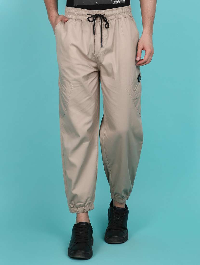 men solid mid rise cargo