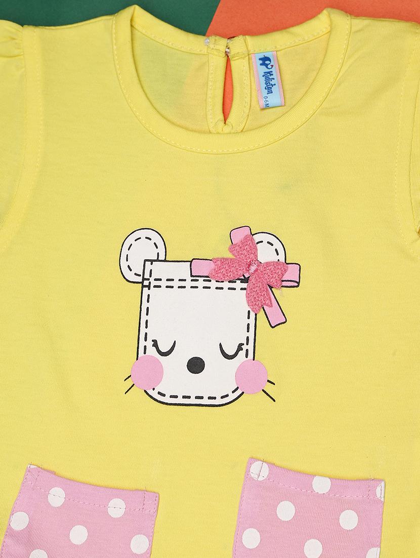 kids yellow cotton printed top & skirt set - 21104432 - Standard Image - 2