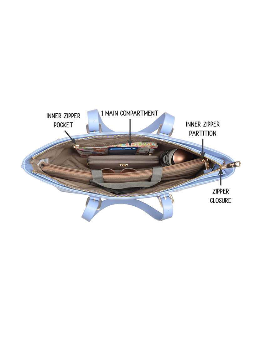 solid light blue detailed tote bag - 21104511 -  Standard Image - 2