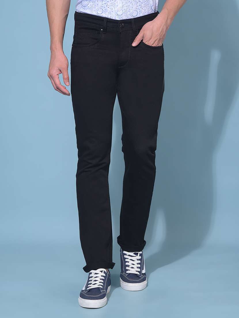 solid black slim fit jeans