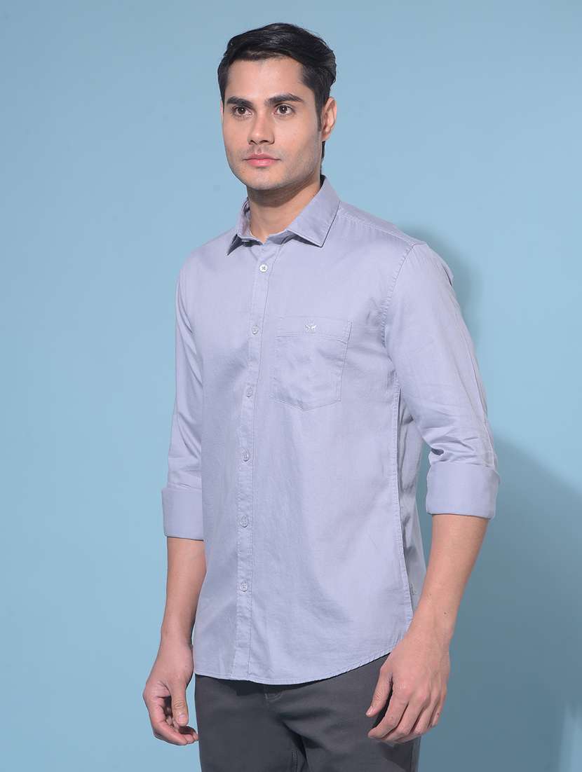 men collared long sleeve casual shirt