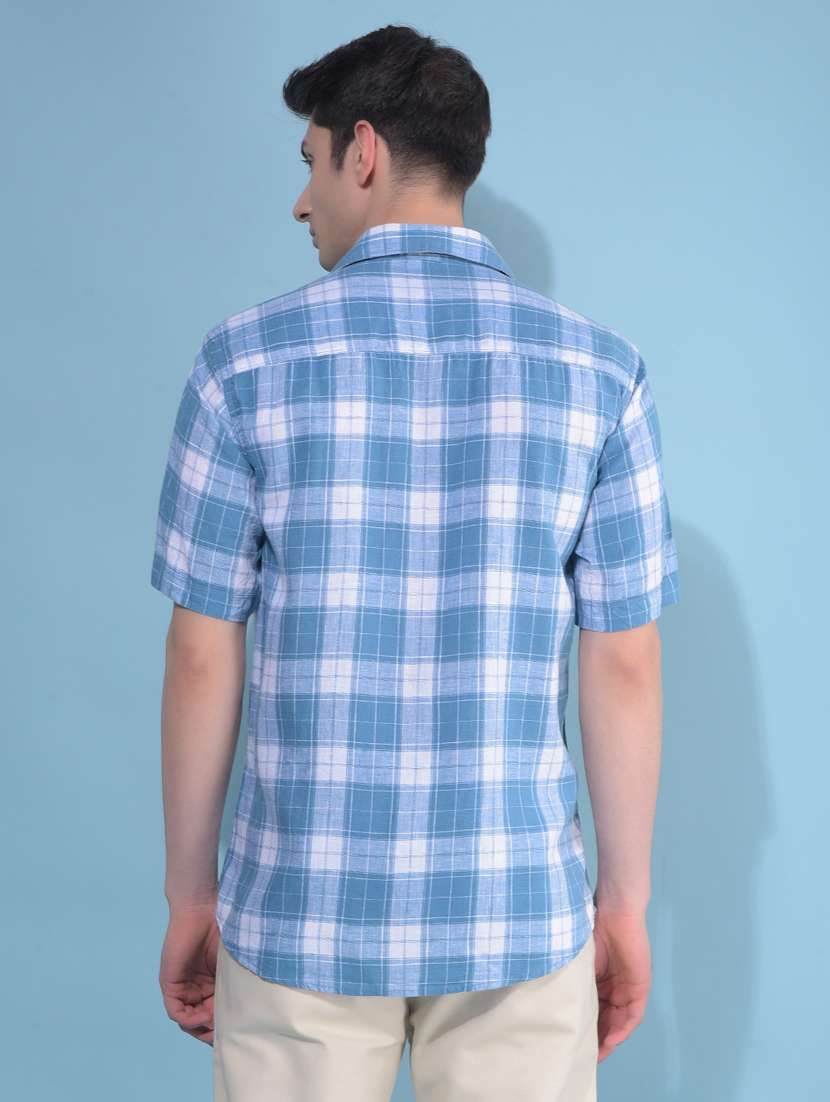 men short sleeved checkered casual shirt - 21108941 -  Standard Image - 2