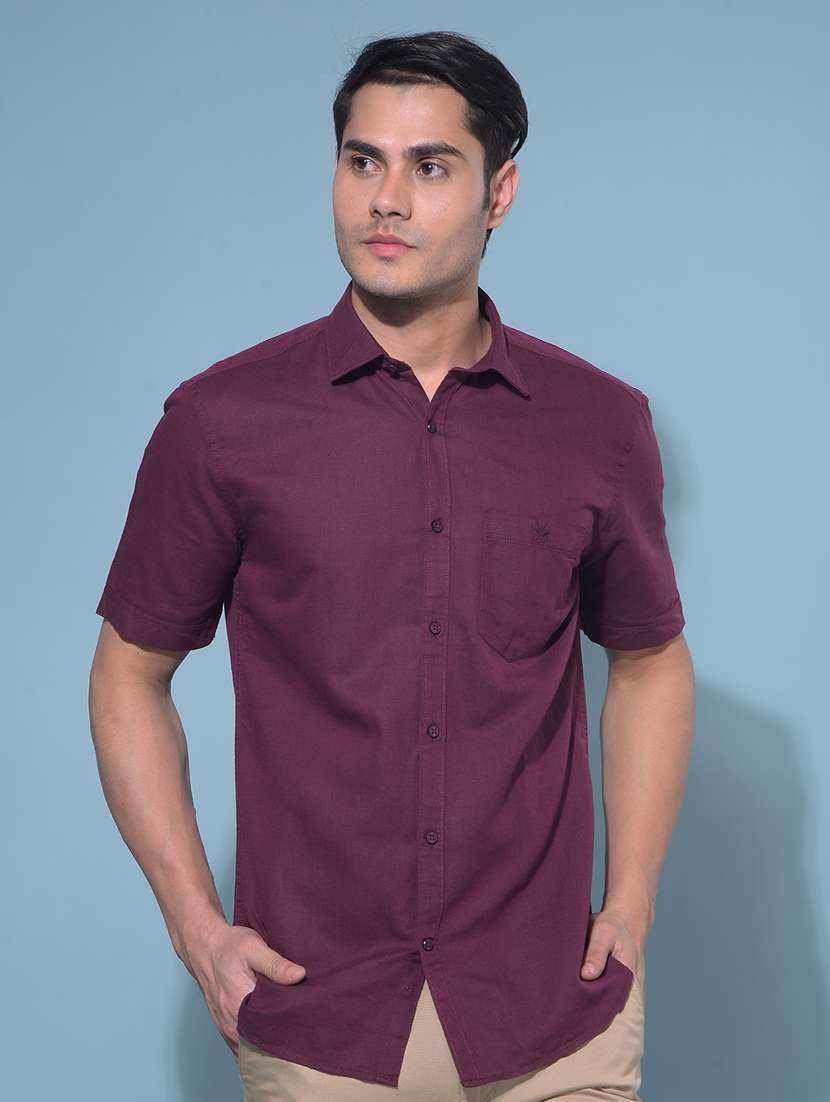 men collared short sleeve casual shirt