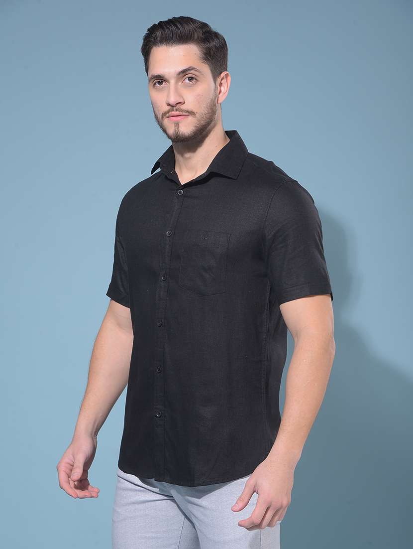 crimsoune club men's black linen shirt - 21109016 - Standard Image - 2