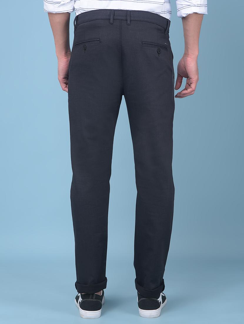 men black solid casual trouser - 21109609 - Standard Image - 2