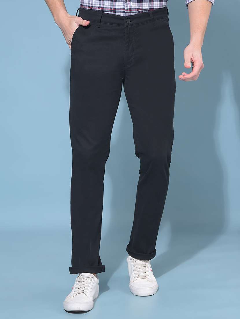 men solid black flat front trouser