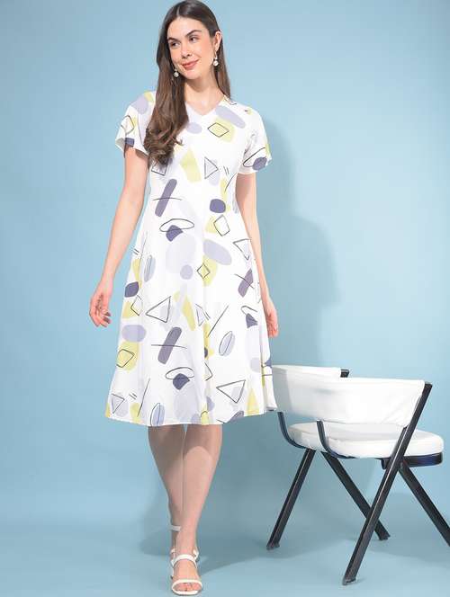 women printed bell sleeves a-line dress - 21109912 - Standard Image - 0
