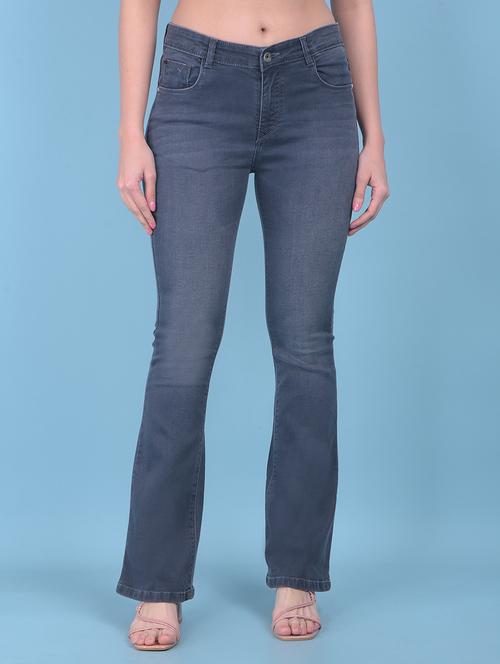women solid plain bootcut jean - 21110023 - Standard Image - 0