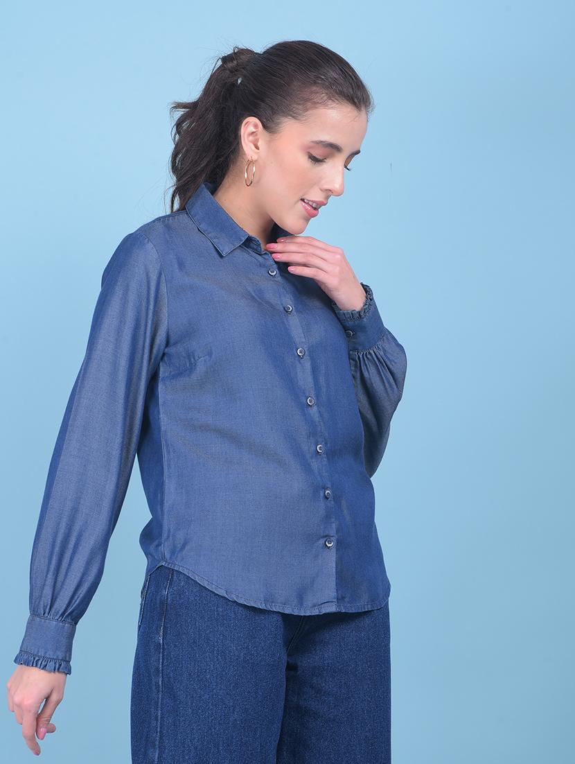women solid collared shirt - 21110834 - Standard Image - 2