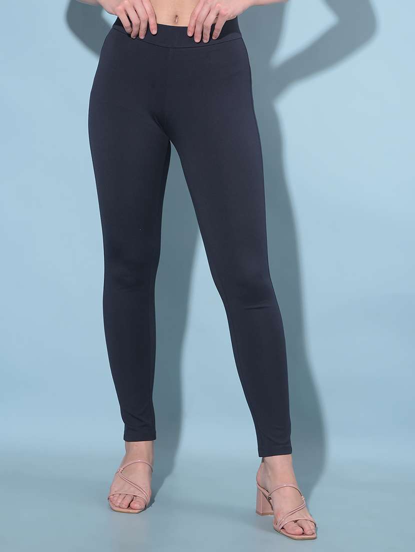 women solid mid rise jegging