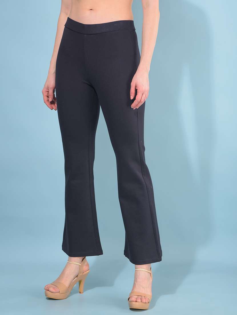 women solid mid rise bootcut trouser - 21111082 -  Standard Image - 2