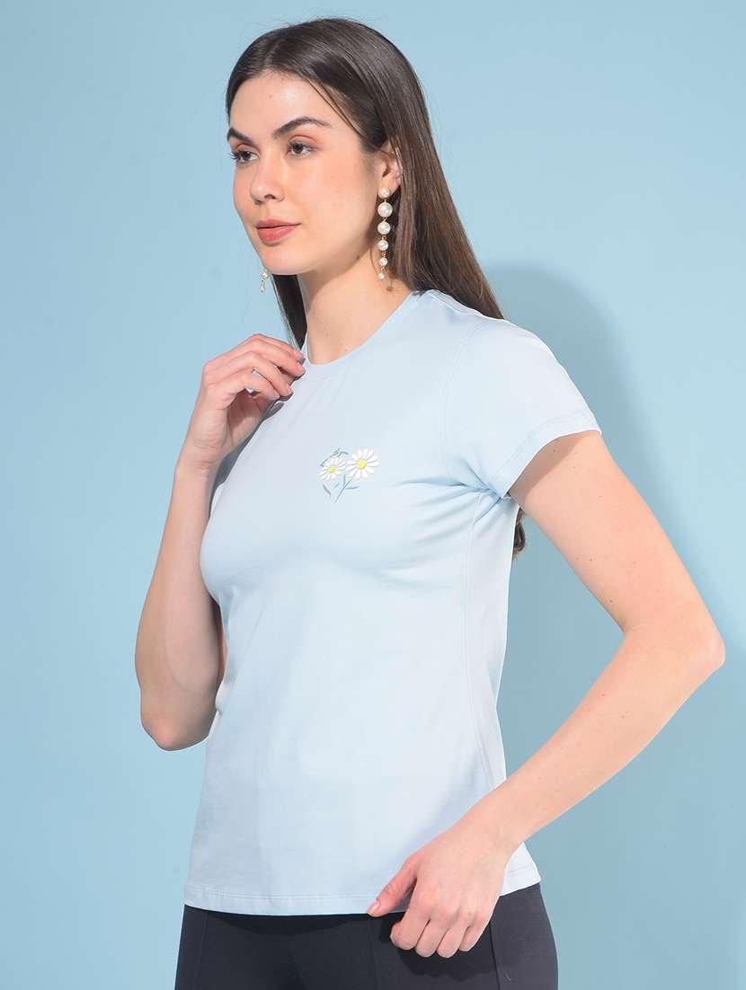 women short sleeves placement t-shirt