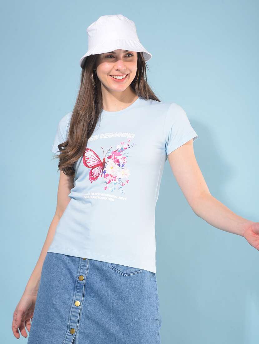 women short sleeves front print t-shirt - 21111278 - Standard Image - 2