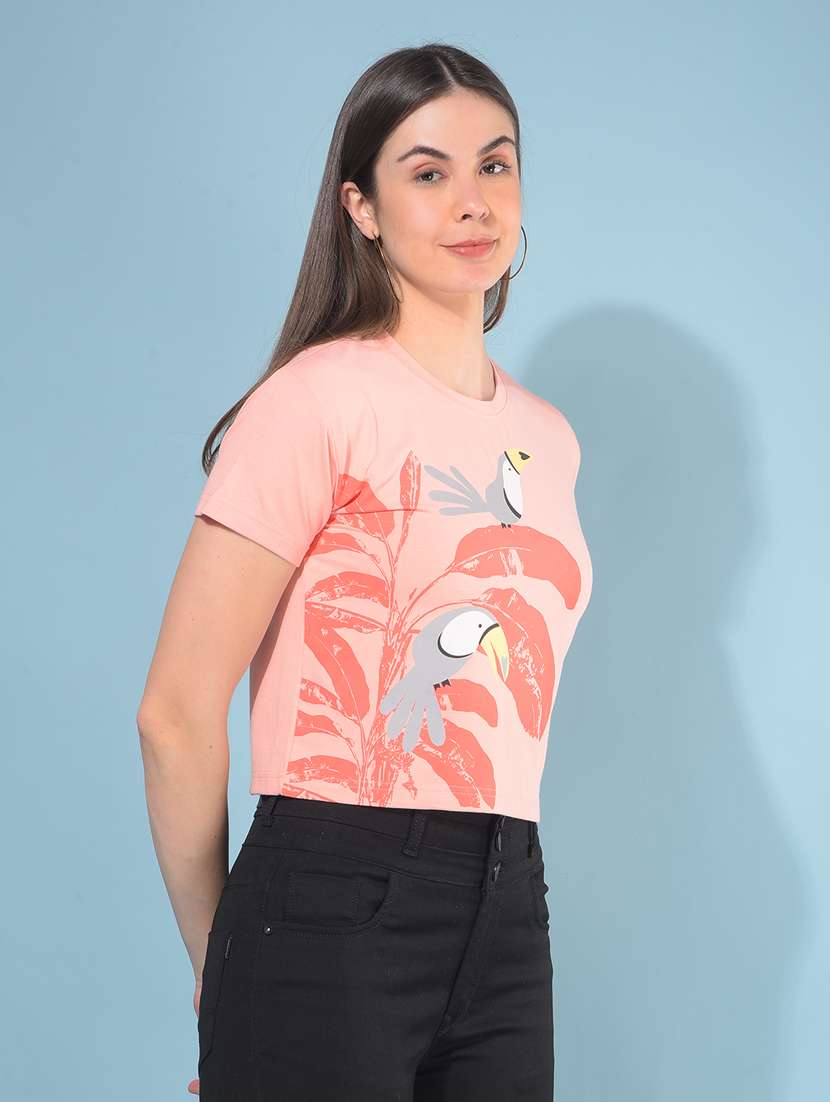 women short sleeves front print t-shirt - 21111284 -  Standard Image - 2