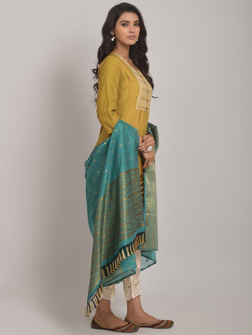yellow embroidered detailed suit set - 21112839 - Standard Image - 2