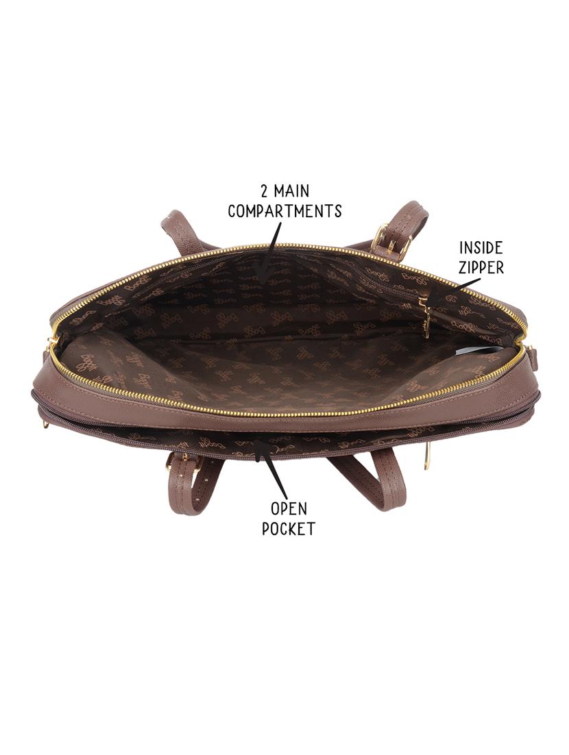 solid brown detailed laptop bag - 21113224 - Standard Image - 2