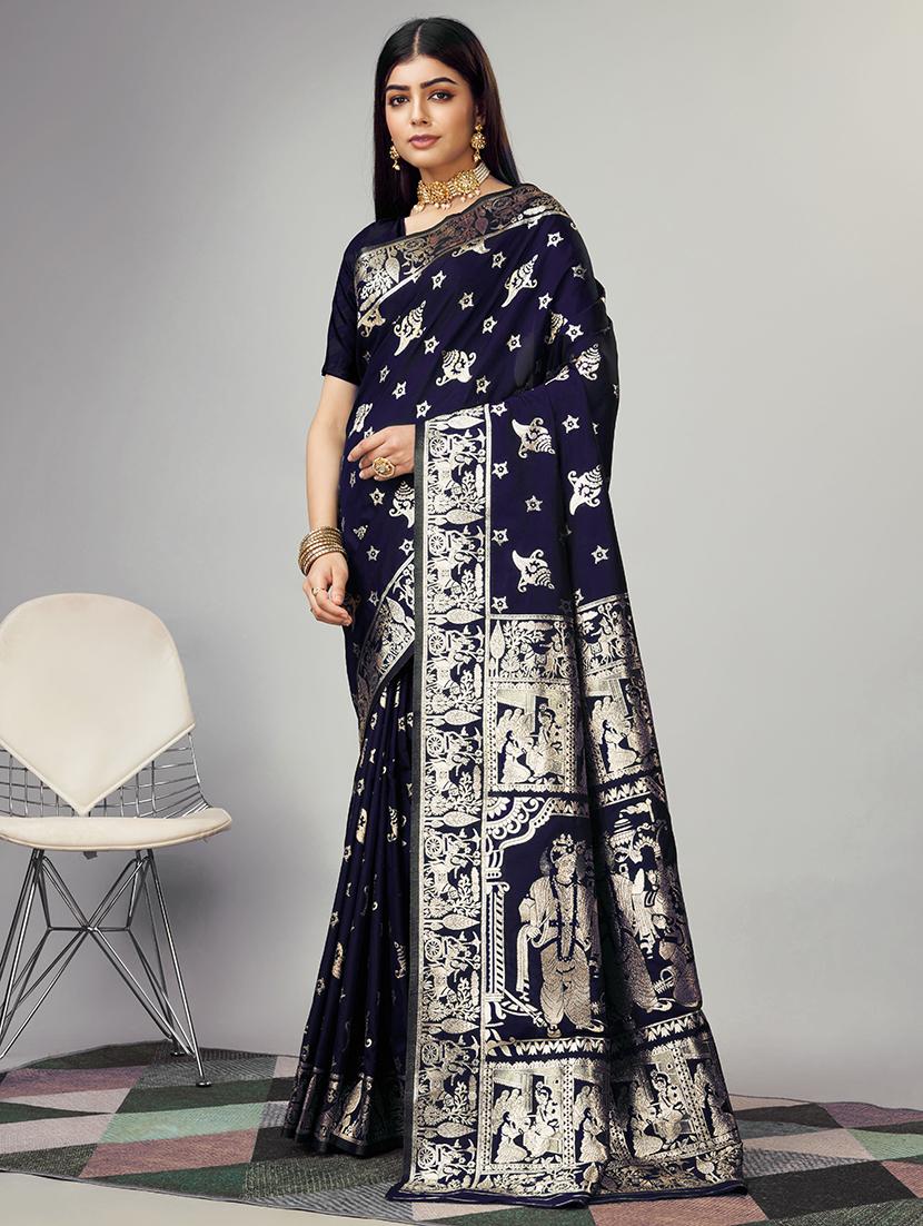 women zari work kanjivaram saree with blouse - 21113257 - Standard Image - 2