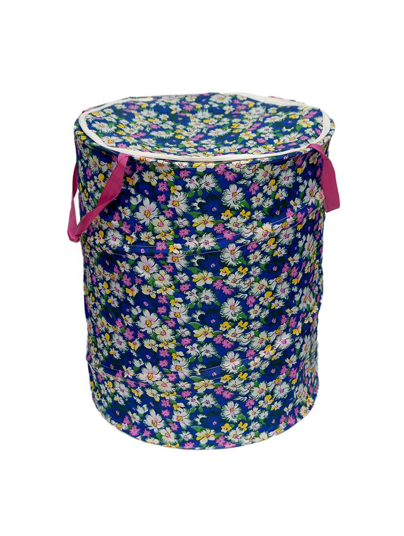 winner multicolor polyester floral print round folding laundry bag 36 x 42 cm