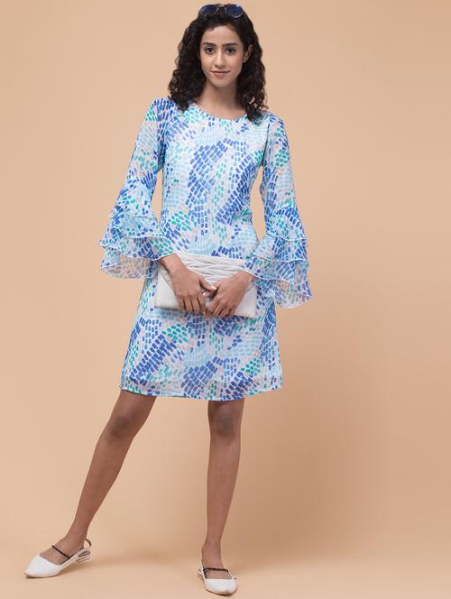 women floral print ruffle sleeeves a-line dress - 21113410 -  Standard Image - 0
