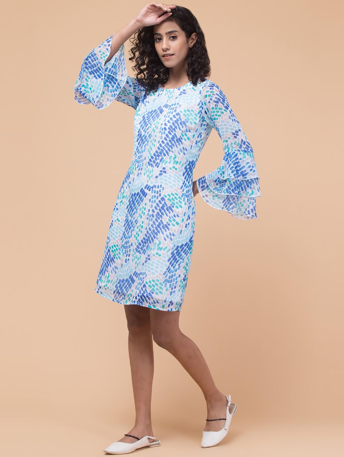 women floral print ruffle sleeeves a-line dress - 21113410 - Standard Image - 2
