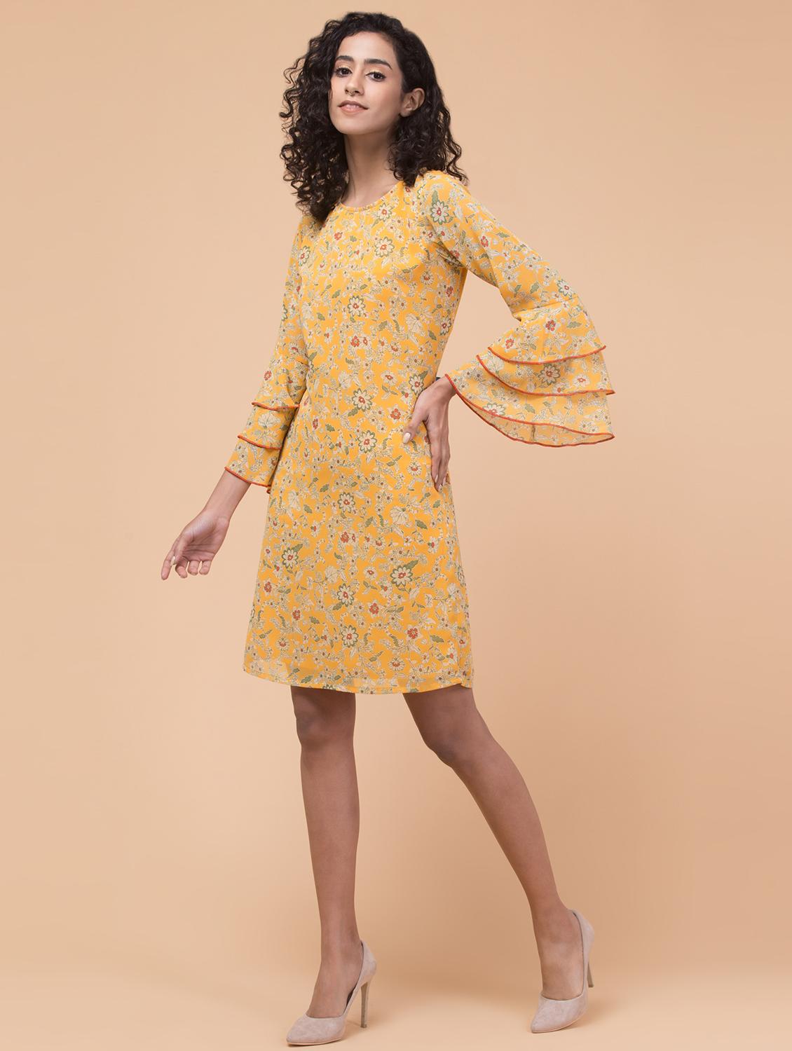 women floral print ruffle sleeves a-line dress - 21113411 - Standard Image - 2