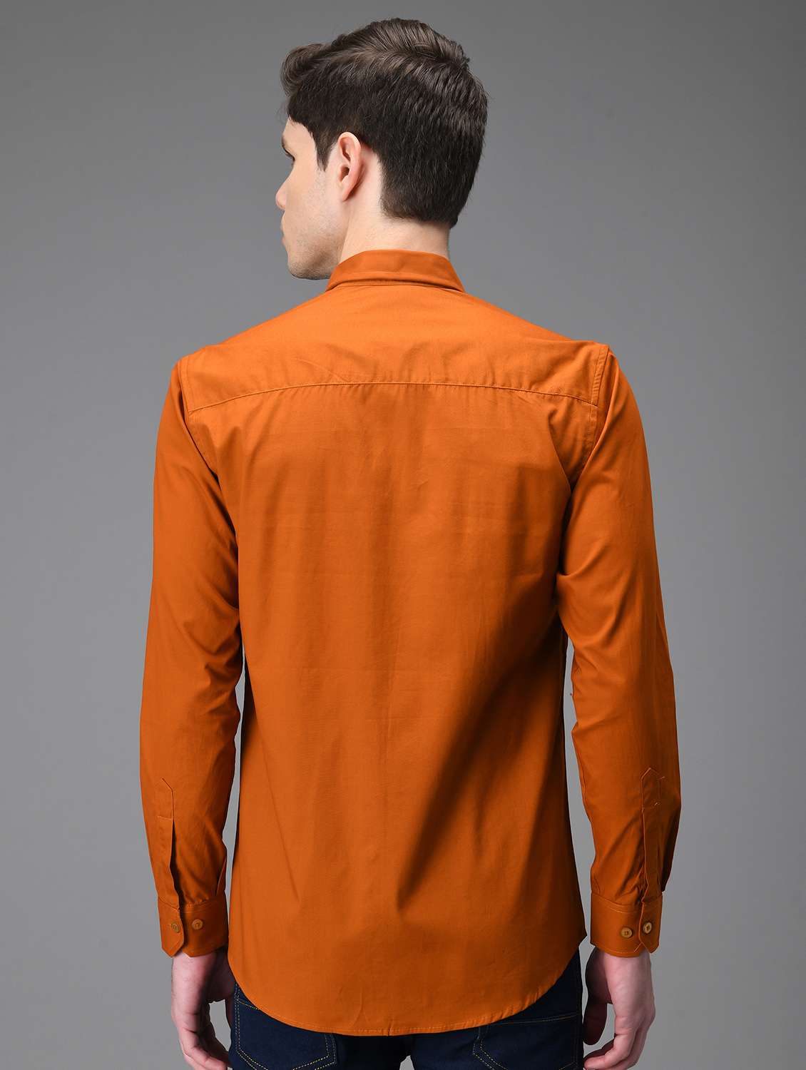 men solid rust brown casual shirt - 21113542 -  Standard Image - 2