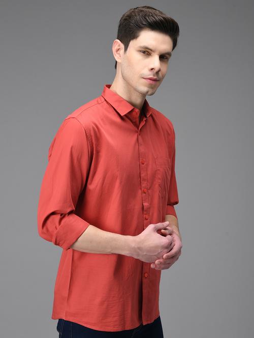 men solid red casual shirt - 21113544 - Standard Image - 0