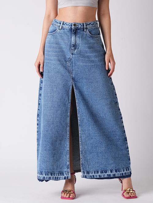 blue denim a-line skirt - 21116247 - Standard Image - 0