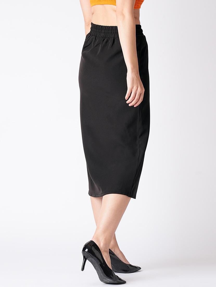 black rayon straight skirt - 21116248 - Standard Image - 2